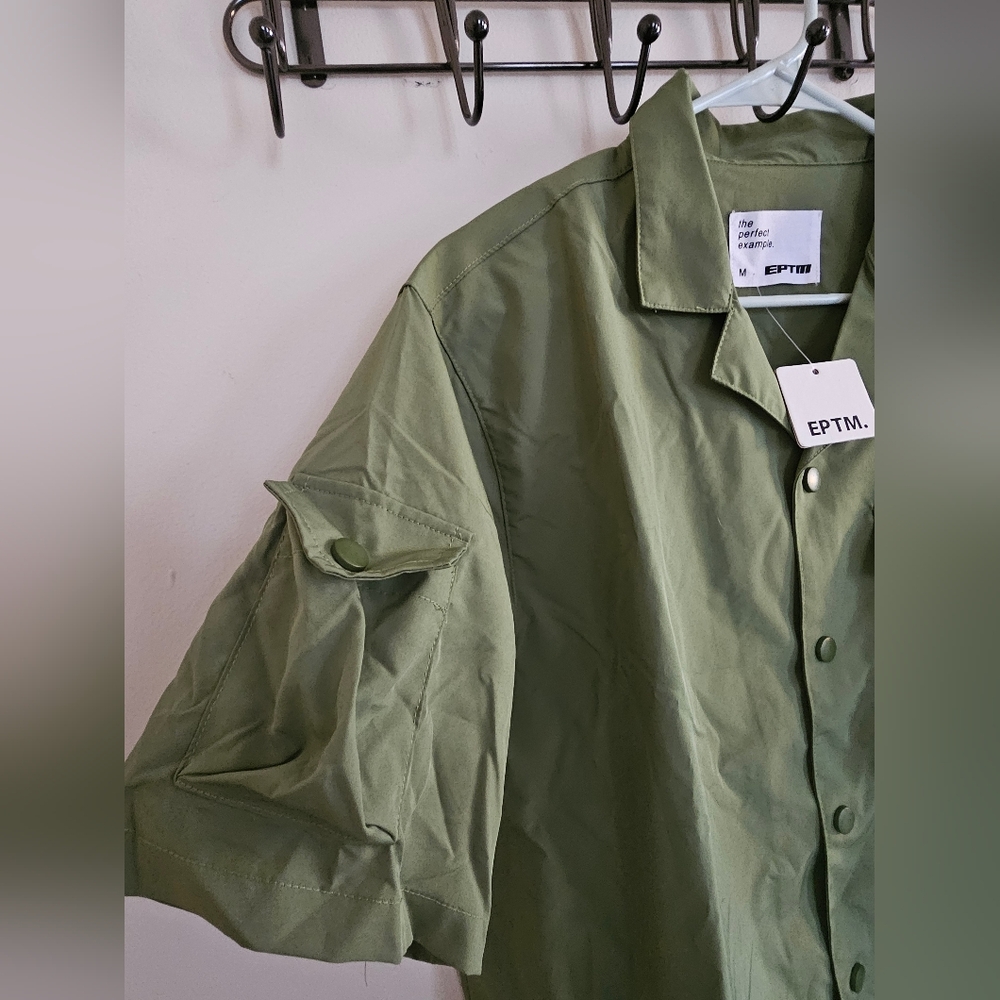 Olive Green Button Up - Picture 4 of 7